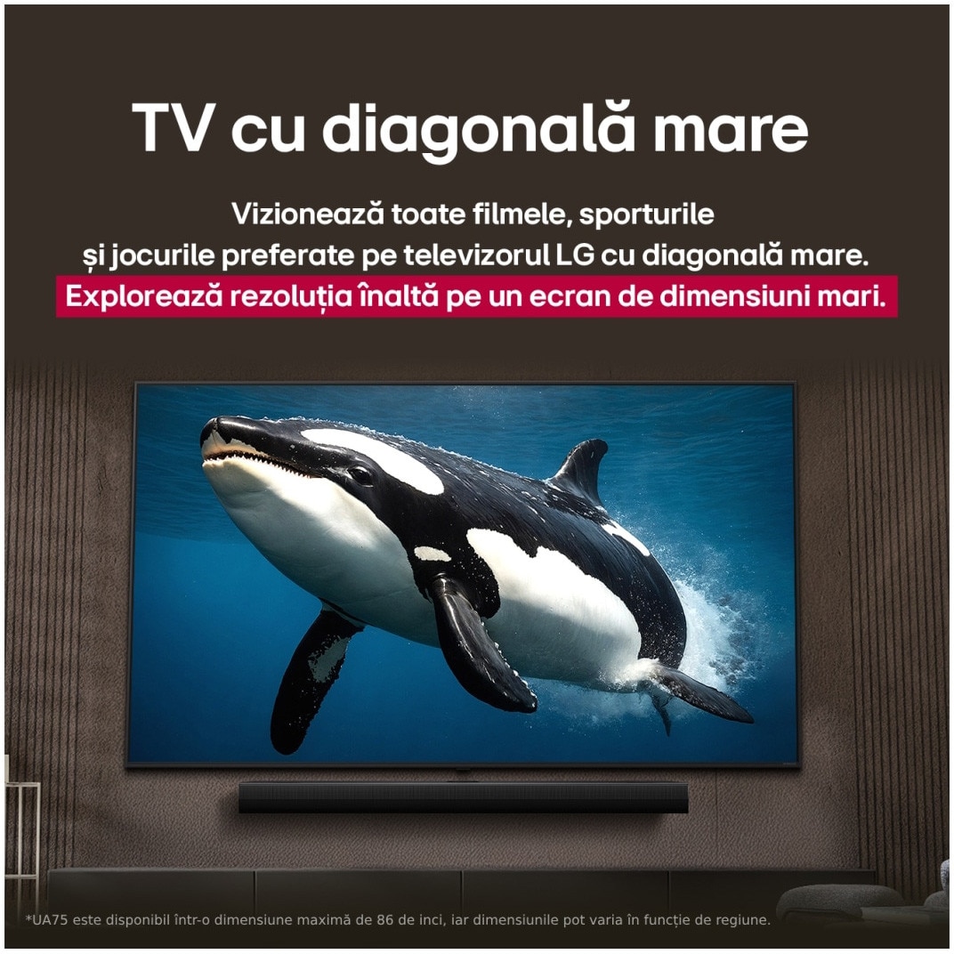 Televizor LG LED 86UA75006LA, 217 cm, Smart, 4K Ultra HD, Clasa F (Model 2025)