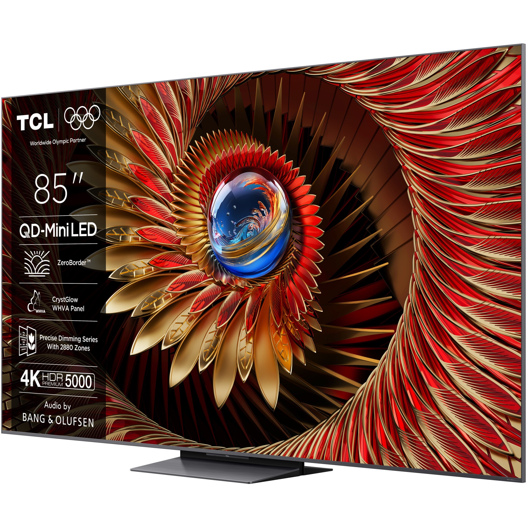Televizor TCL QD-MiniLed 85C8K, 214 cm, Smart Google TV, 4K Ultra HD, 100Hz, Sunet Bang & Olufsen, Clasa E (Model 2025)