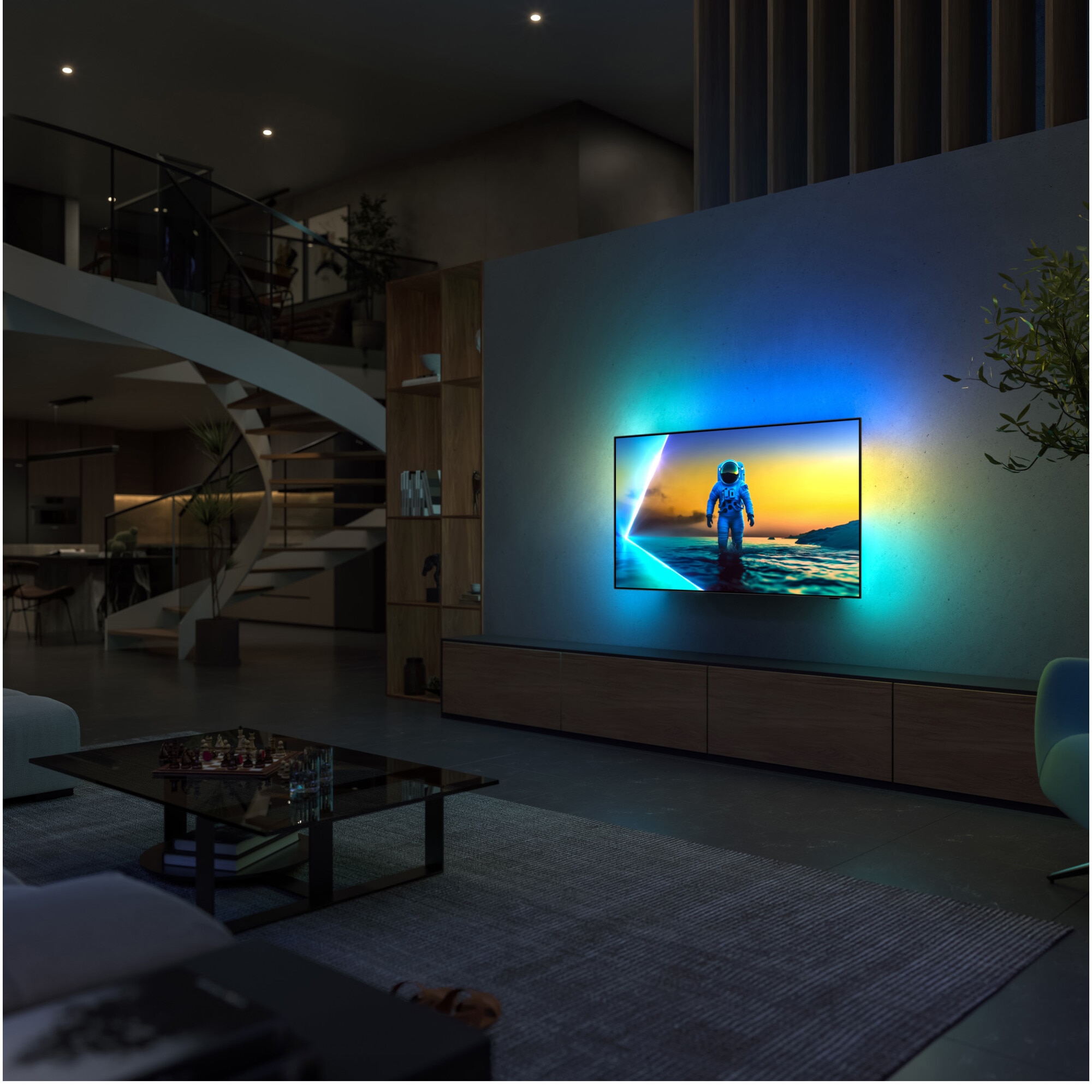 Televizor Philips AMBILIGHT tv OLED 77OLED820, 194 cm, Google TV, 4K Ultra HD, 100Hz, Clasa F (Model 2025)