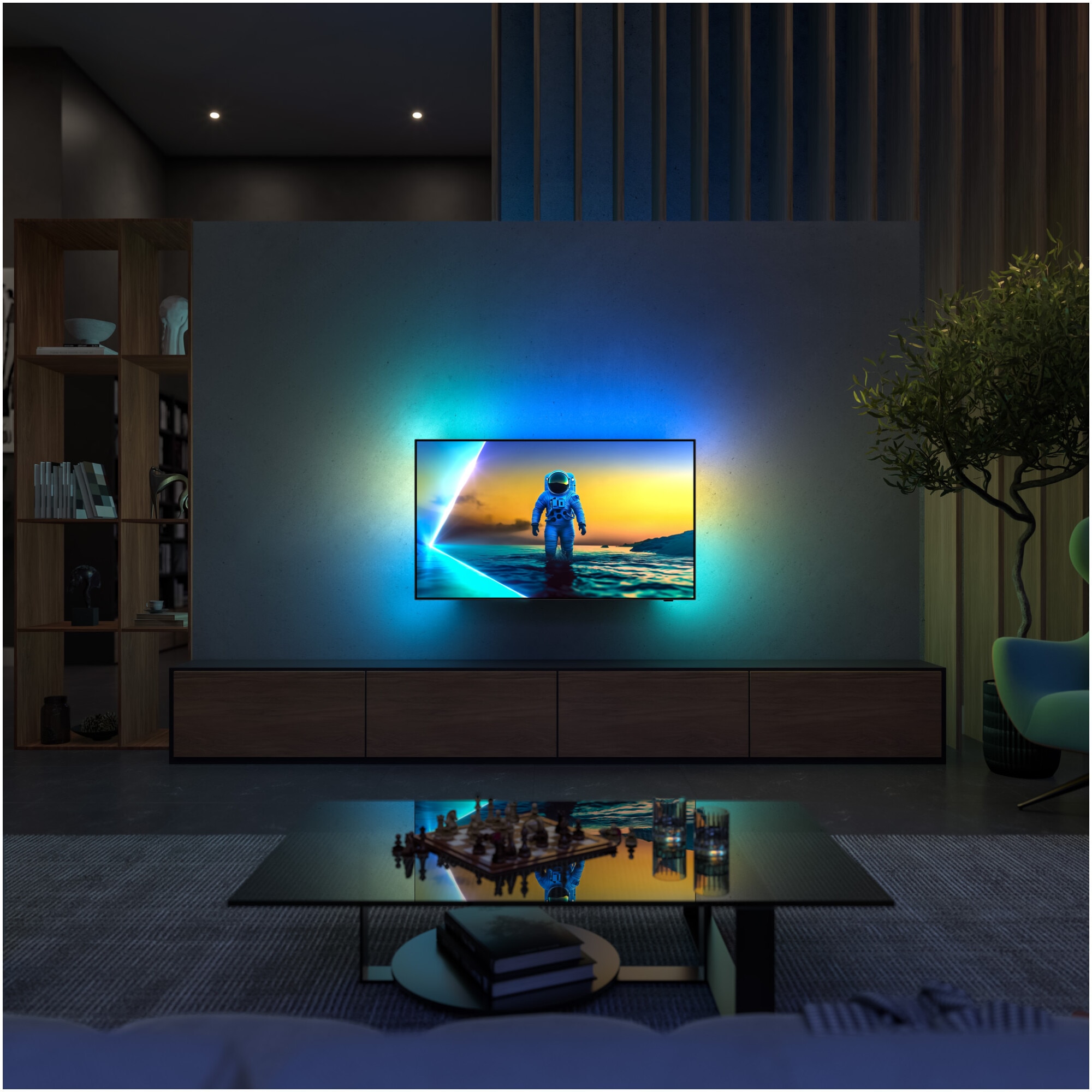Televizor Philips AMBILIGHT tv OLED 77OLED820, 194 cm, Google TV, 4K Ultra HD, 100Hz, Clasa F (Model 2025)