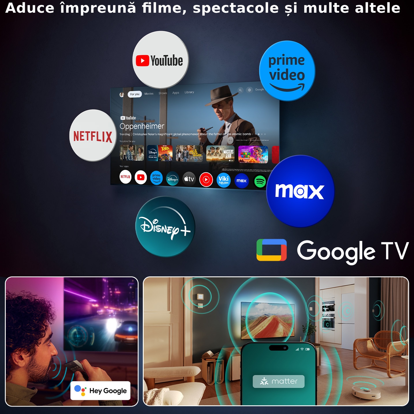 Televizor Philips AMBILIGHT tv OLED 77OLED820, 194 cm, Google TV, 4K Ultra HD, 100Hz, Clasa F (Model 2025)