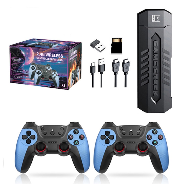 Consola de Jocuri Retro Rqiurpn, 30000 jocuri, 2 controlere wireless, 64GB, 4K, Plug and Play