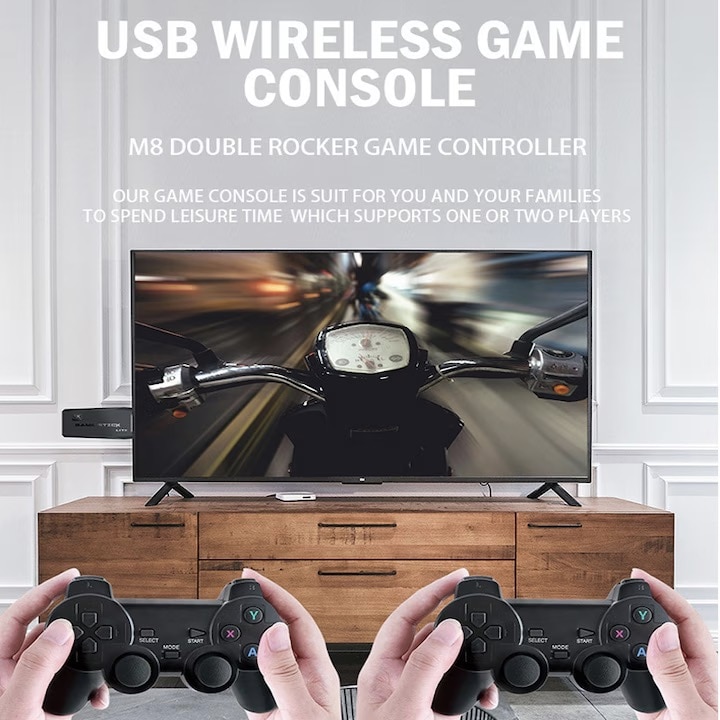 Consola Retro, 25000+ jocuri, 4K HDMI, 2 controlere wireless 2.4G, Negru, 128GB