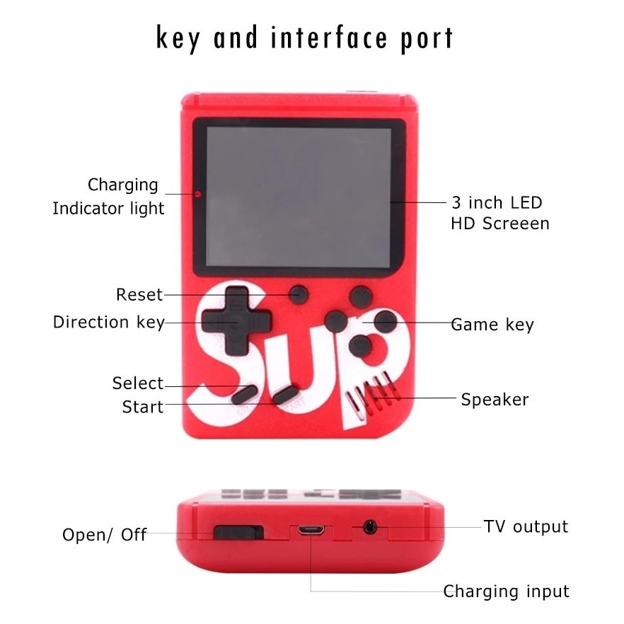 Consola Jocuri Video Portabila SUP Retro Mini Gameboy 400 de Jocuri 2 Jucatori