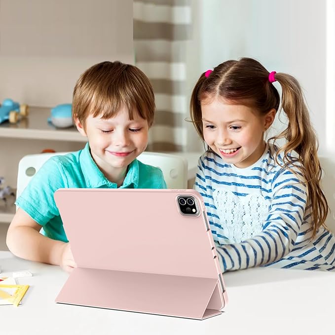 Husa de protectie pentru tableta, potrivita pentru iPad Air 11-inch M2 2024, Pro 11-inch, Air 4 si 5 generatii, functie automata trezire/sleep, Roz