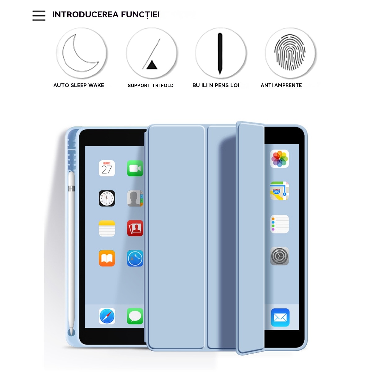 Husa pentru tableta, Healife, pentru iPad 9 (2022), 10,2 inchi / iPad 8 (2020), 10,2 inchi / iPad 7 (2019), 10,2 inchi / iPad Air 3, 10,5 inchi / iPad Pro 10,5 inchi, Silicon, Albastru