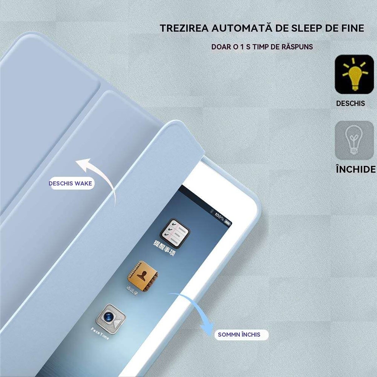 Husa pentru tableta, Healife, pentru iPad 9 (2022), 10,2 inchi / iPad 8 (2020), 10,2 inchi / iPad 7 (2019), 10,2 inchi / iPad Air 3, 10,5 inchi / iPad Pro 10,5 inchi, Silicon, Albastru