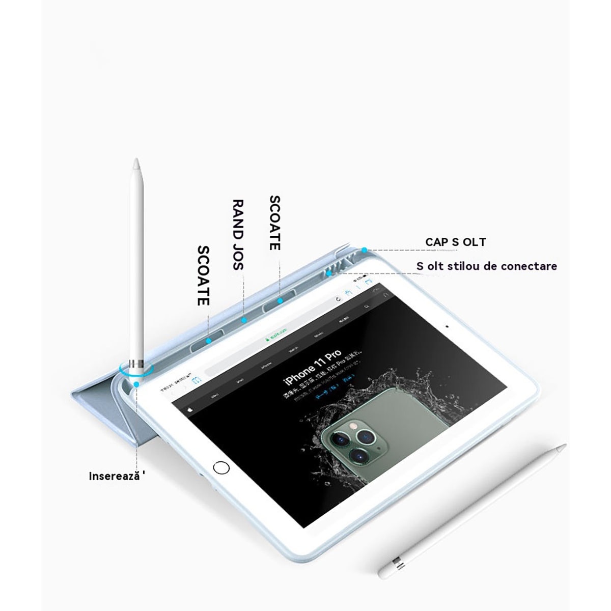 Husa pentru tableta, Healife, pentru iPad 9 (2022), 10,2 inchi / iPad 8 (2020), 10,2 inchi / iPad 7 (2019), 10,2 inchi / iPad Air 3, 10,5 inchi / iPad Pro 10,5 inchi, Silicon, Albastru