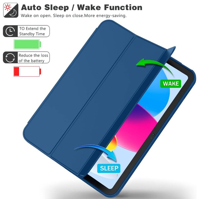 Husa cu Suport Pix pentru iPad 10 2022/2024, iPad 11 2025, Protectie completa, Pliabila, Bleumarin