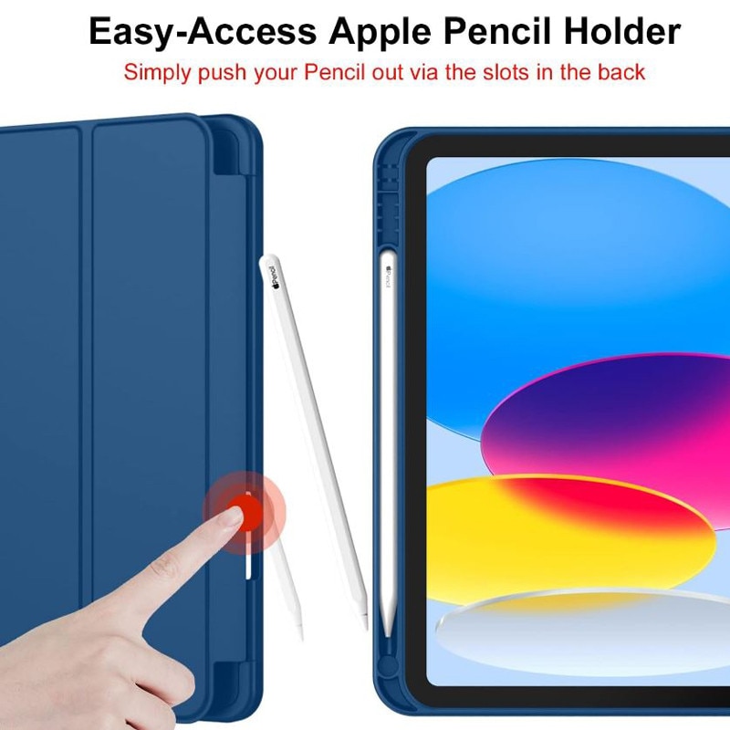 Husa cu Suport Pix pentru iPad 10 2022/2024, iPad 11 2025, Protectie completa, Pliabila, Bleumarin
