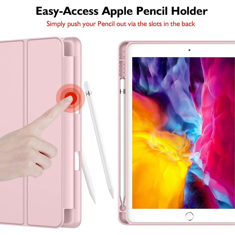 Husa tip Carte cu Suport Pix pentru Apple iPad 5/6, iPad 2017/2018, iPad Air 1/2, 9.7 inch,, Protectie completa, Pliabila, Roz