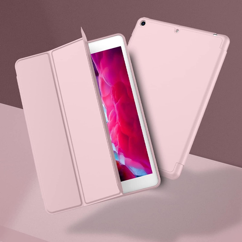 Husa tip Carte cu Suport Pix pentru Apple iPad 5/6, iPad 2017/2018, iPad Air 1/2, 9.7 inch,, Protectie completa, Pliabila, Roz