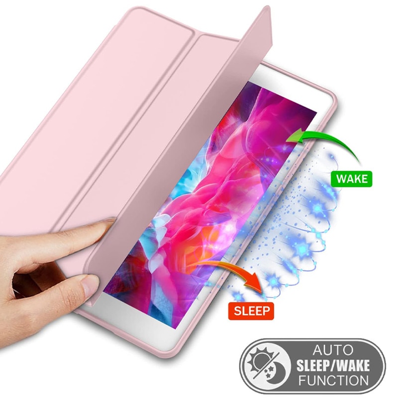 Husa tip Carte cu Suport Pix pentru Apple iPad 5/6, iPad 2017/2018, iPad Air 1/2, 9.7 inch,, Protectie completa, Pliabila, Roz