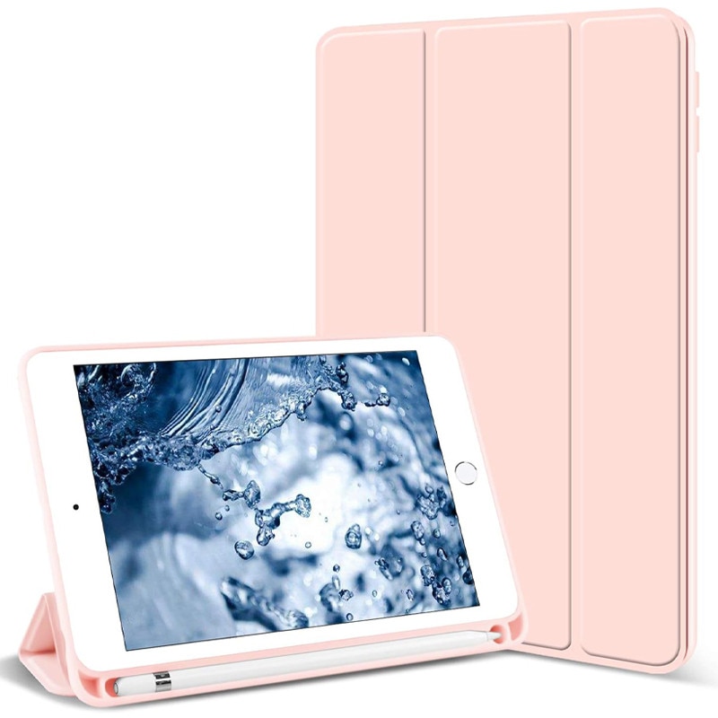 Husa tip Carte cu Suport Pix pentru Apple iPad 5/6, iPad 2017/2018, iPad Air 1/2, 9.7 inch,, Protectie completa, Pliabila, Roz