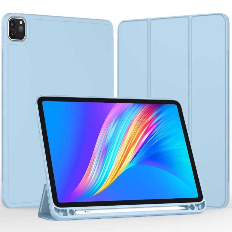 Husa tip Carte cu Suport Pix pentru Apple iPad Pro 12.9" si iPad Air 13", Protectie completa, Pliabila, Albastru deschis