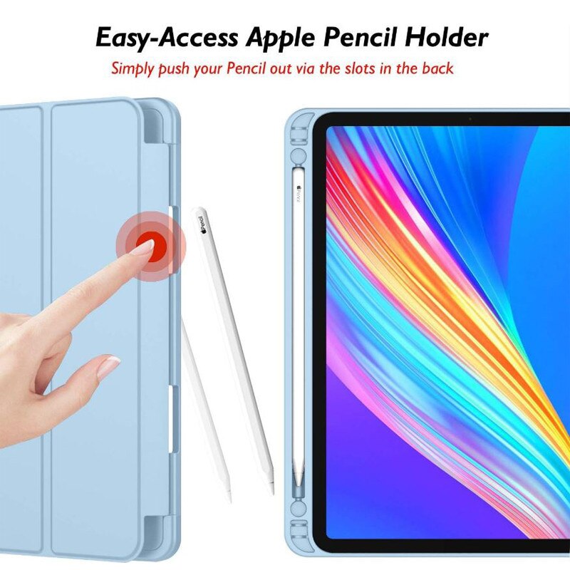 Husa tip Carte cu Suport Pix pentru Apple iPad Pro 12.9" si iPad Air 13", Protectie completa, Pliabila, Albastru deschis