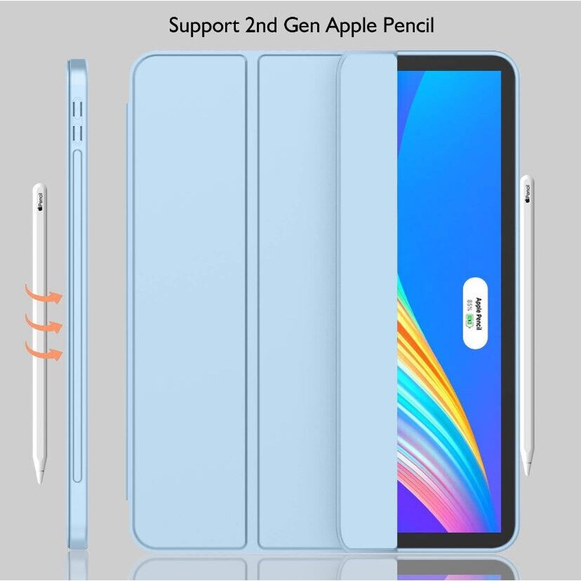 Husa tip Carte cu Suport Pix pentru Apple iPad Pro 12.9" si iPad Air 13", Protectie completa, Pliabila, Albastru deschis