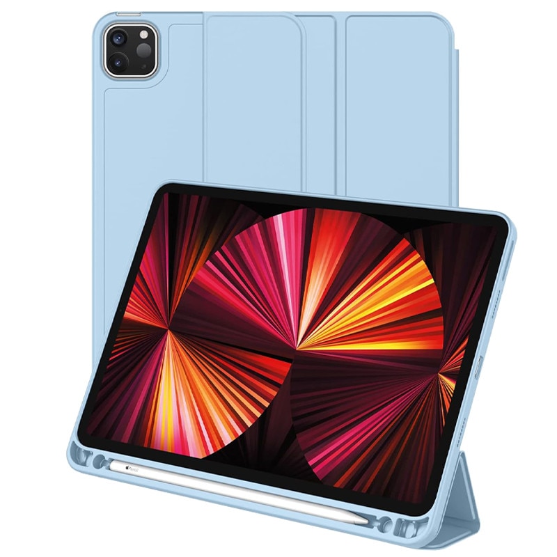 Husa tip Carte cu Suport Pix pentru Apple iPad Pro 12.9" si iPad Air 13", Protectie completa, Pliabila, Albastru deschis