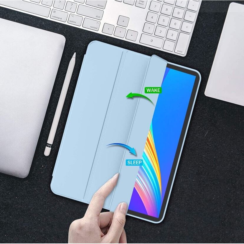 Husa tip Carte cu Suport Pix pentru Apple iPad Pro 12.9" si iPad Air 13", Protectie completa, Pliabila, Albastru deschis