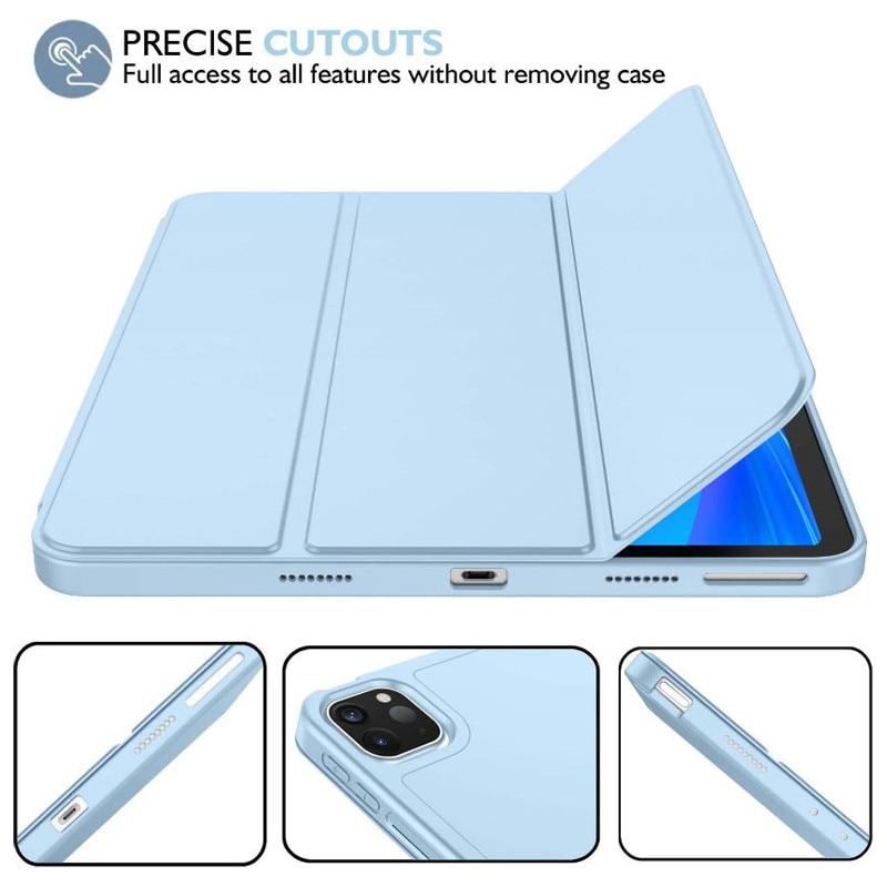 Husa tip Carte cu Suport Pix pentru Apple iPad Pro 12.9" si iPad Air 13", Protectie completa, Pliabila, Albastru deschis