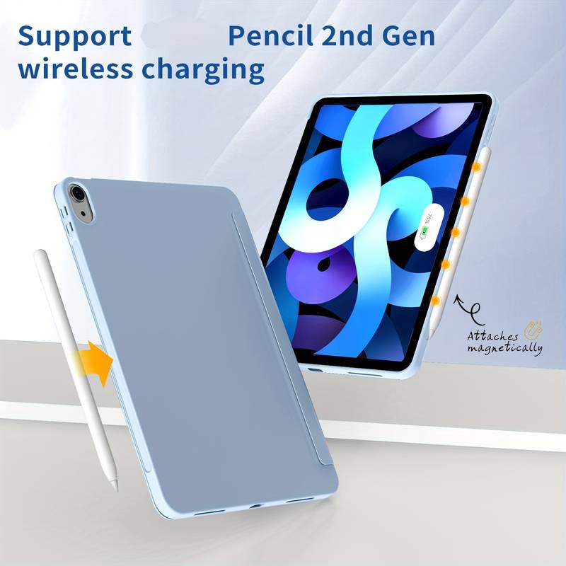 Husa Ultra Slim pentru Apple iPad (A16) 11-inch (2025) / 10.9-inch (2022), Silicon TPU, Smart Cover – Ice Blue