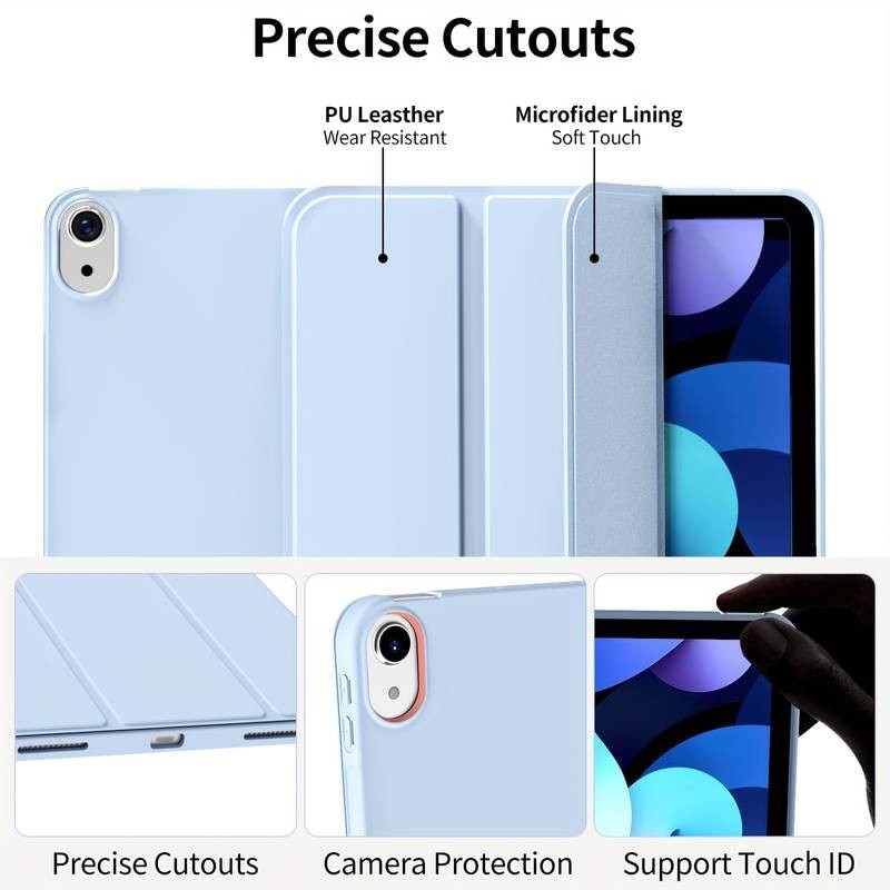 Husa Ultra Slim pentru Apple iPad (A16) 11-inch (2025) / 10.9-inch (2022), Silicon TPU, Smart Cover – Ice Blue