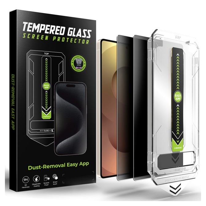 Pachet 2 x Folie Sticla Upzz® Titan Pentru Samsung Galaxy S25 FE, Aplicator Inclus, Montaj Rapid, Privacy - AntiSpy