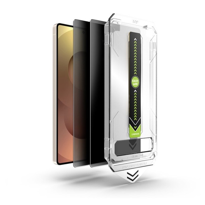 Pachet 2 x Folie Sticla Upzz® Titan Pentru Samsung Galaxy S25 FE, Aplicator Inclus, Montaj Rapid, Privacy - AntiSpy