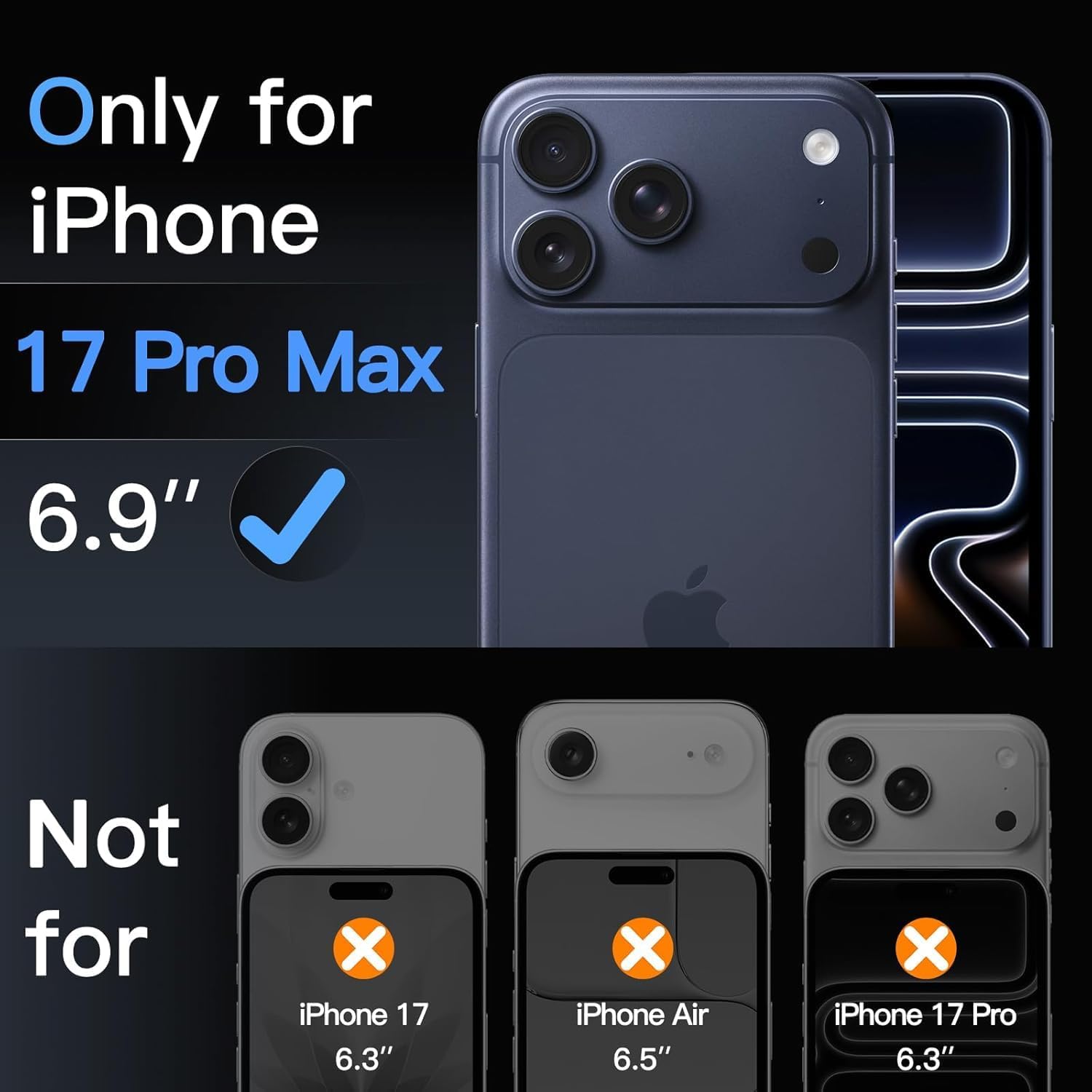 Folie Protectie Camera compatibila cu iPhone 17 Pro Max, Omelivon, Full Cover, Protectie Profesionala, Sticla temperata 9H, Ultra HD, Anti Amprente, Anti Zgarieturi, Anti Socuri, Albastru inchis
