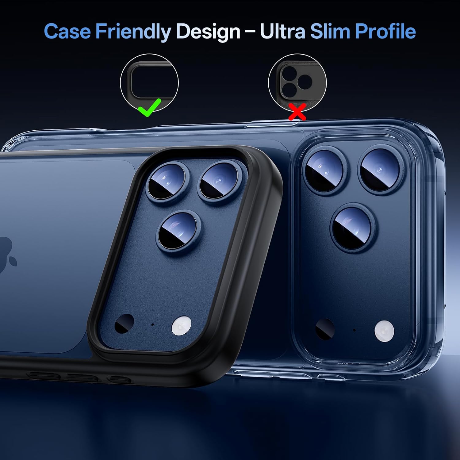 Folie Protectie Camera compatibila cu iPhone 17 Pro Max, Omelivon, Full Cover, Protectie Profesionala, Sticla temperata 9H, Ultra HD, Anti Amprente, Anti Zgarieturi, Anti Socuri, Albastru inchis