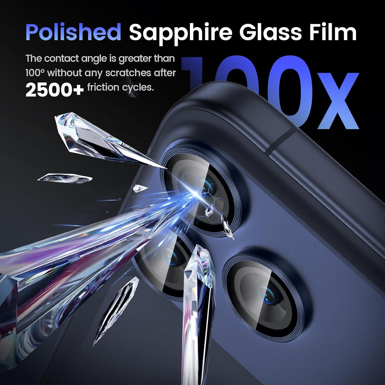 Folie Protectie Camera compatibila cu iPhone 17 Pro Max, Omelivon, Full Cover, Protectie Profesionala, Sticla temperata 9H, Ultra HD, Anti Amprente, Anti Zgarieturi, Anti Socuri, Albastru inchis