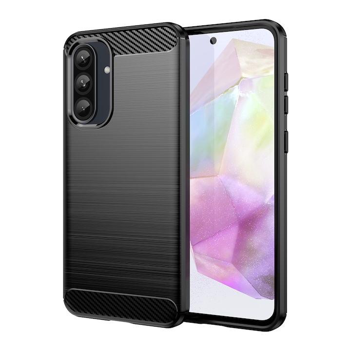 Husa telefon, pentru Samsung Galaxy A56 5G De inalta calitate subtire si usoara periata confortabila TPU Soft Feel, Carbon Fiber Negru
