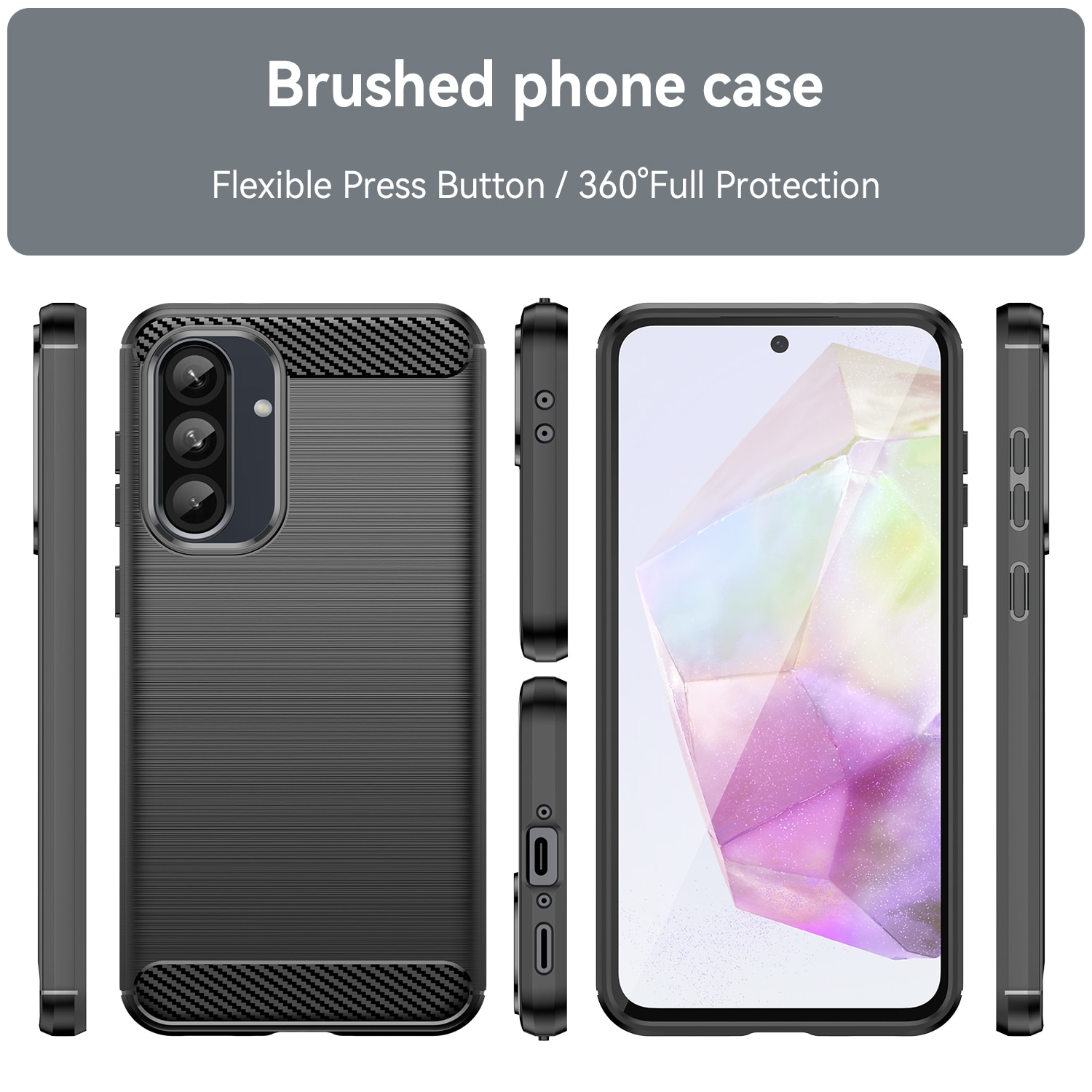 Husa telefon, pentru Samsung Galaxy A56 5G De inalta calitate subtire si usoara periata confortabila TPU Soft Feel, Carbon Fiber Negru