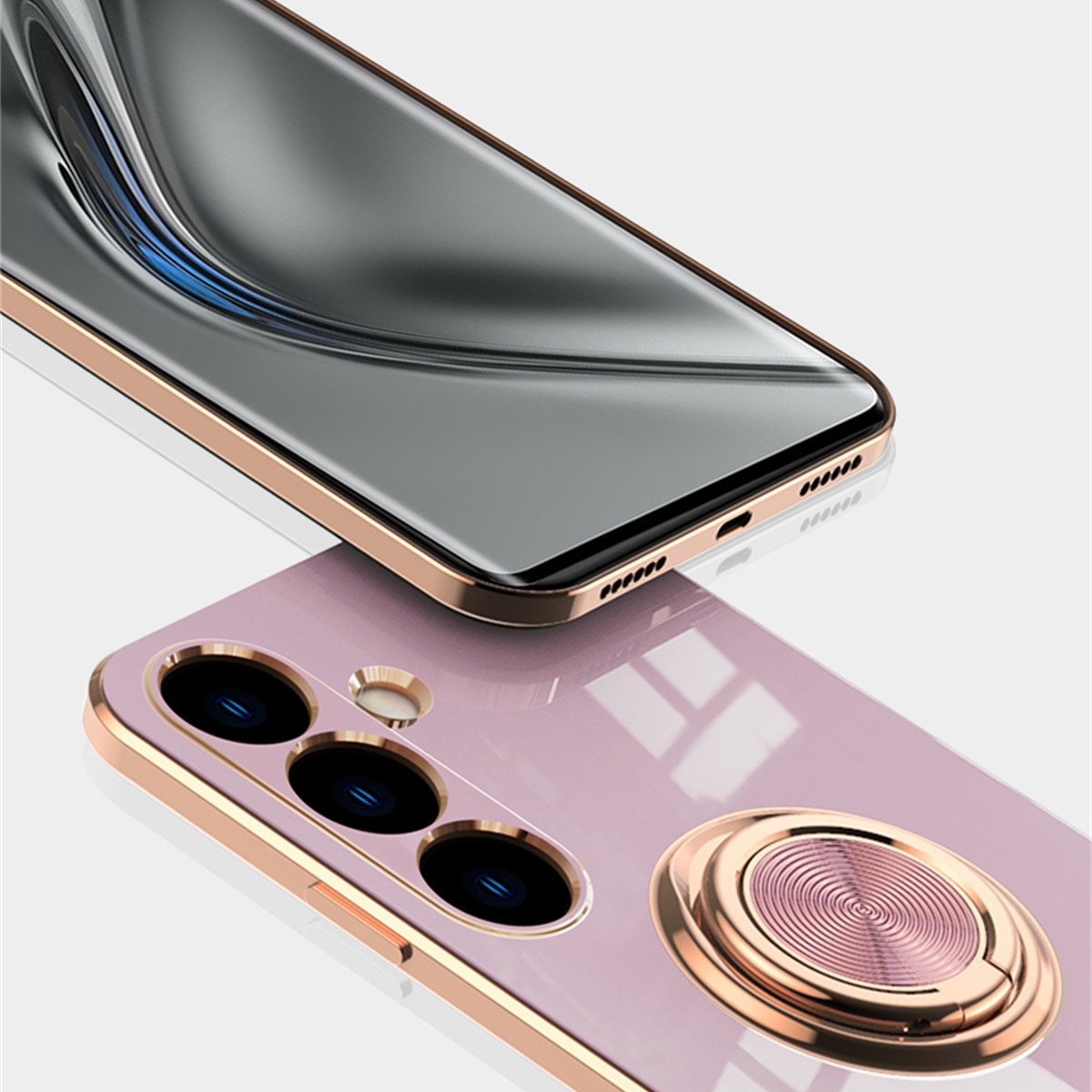 Husa de telefon mobil rezistenta la socuri compatibila cu Samsung Galaxy A56 5G cu inel rotitor, Violet