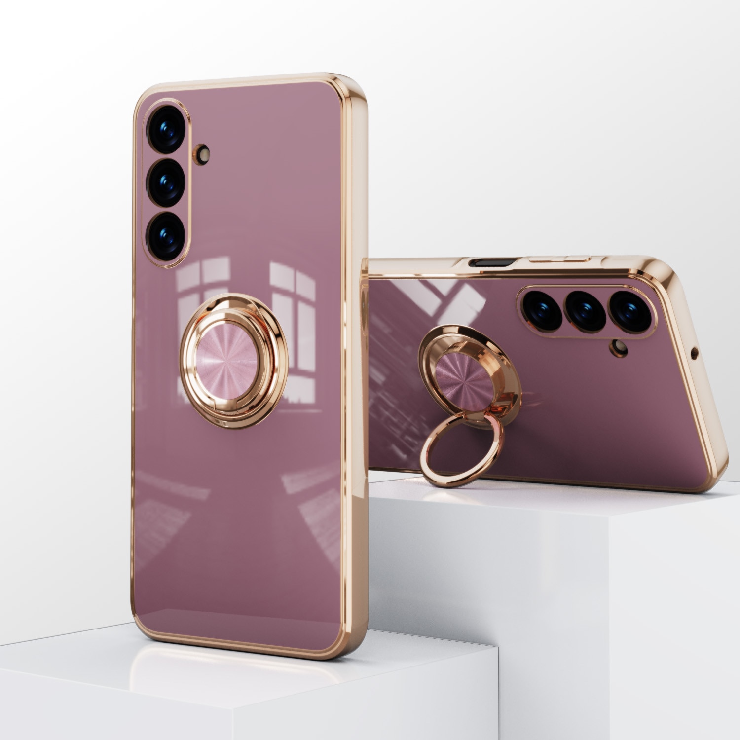 Husa de telefon mobil rezistenta la socuri compatibila cu Samsung Galaxy A56 5G cu inel rotitor, Violet