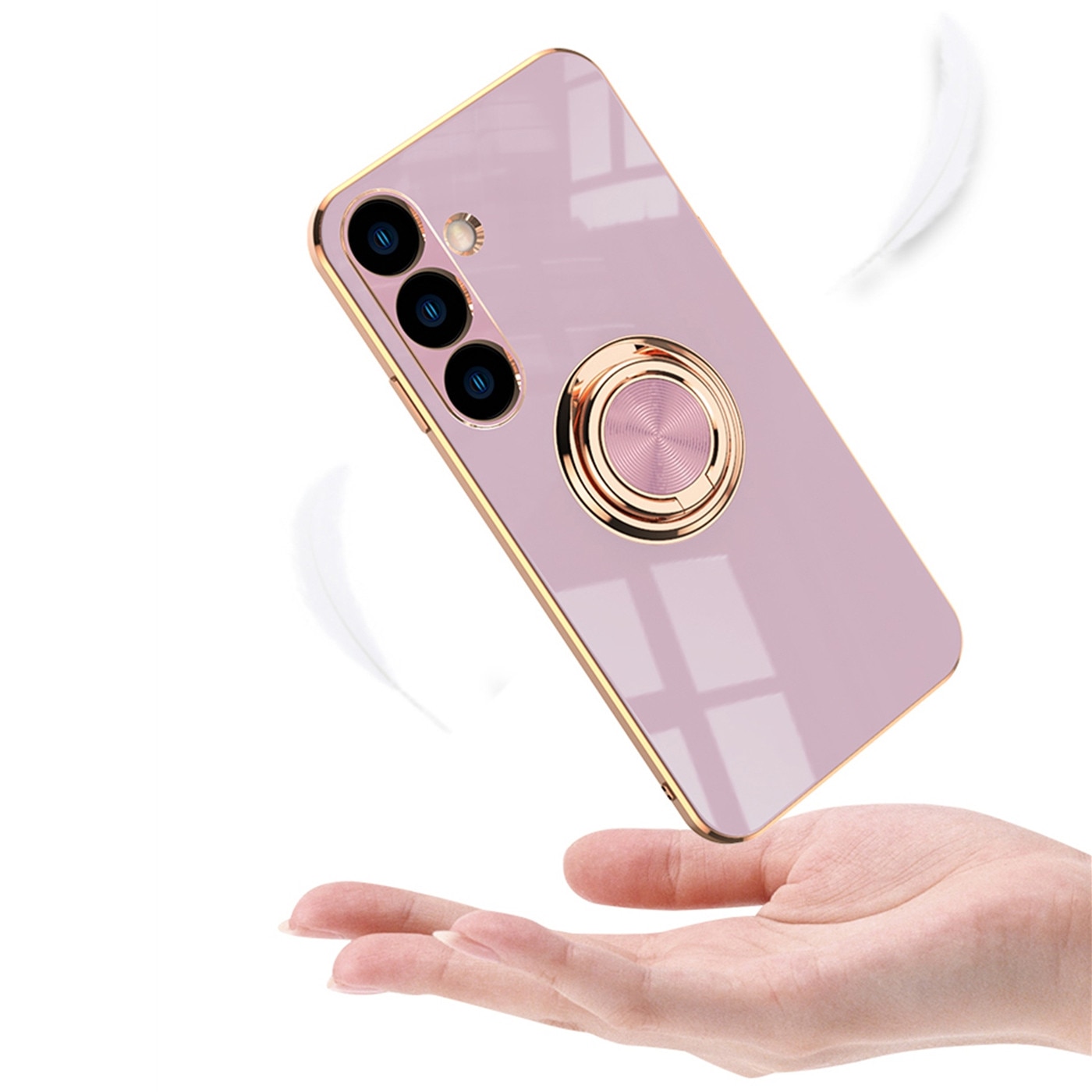 Husa de telefon mobil rezistenta la socuri compatibila cu Samsung Galaxy A56 5G cu inel rotitor, Violet