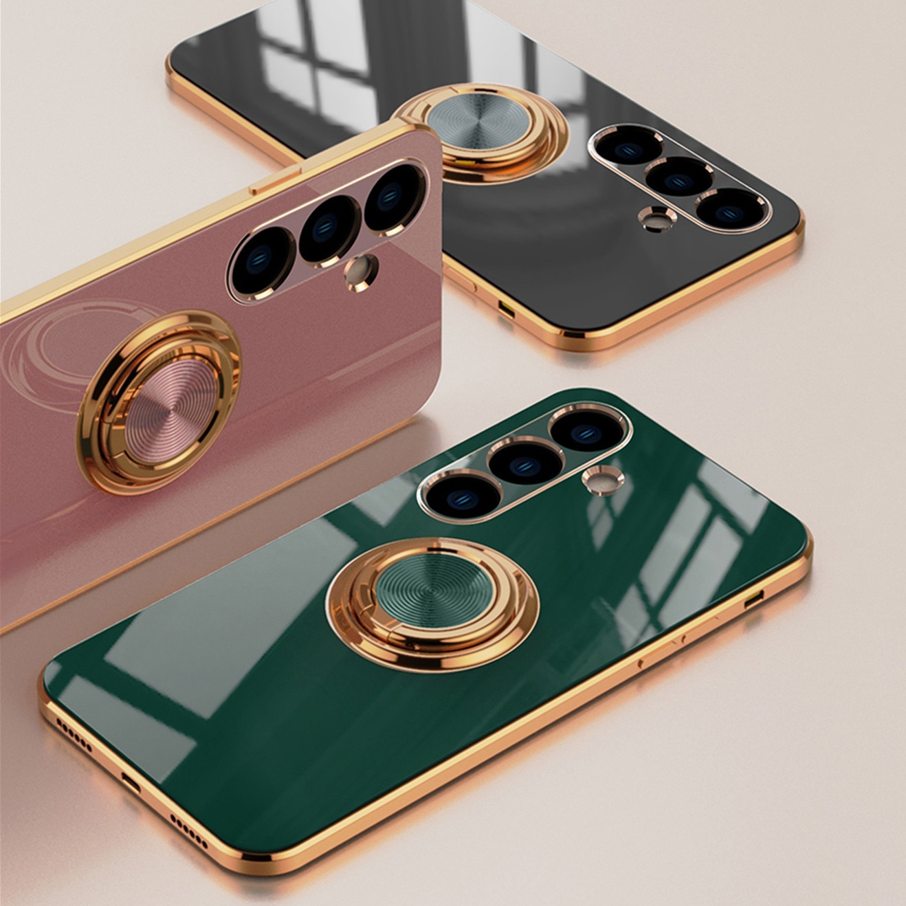 Husa de telefon mobil rezistenta la socuri compatibila cu Samsung Galaxy A56 5G cu inel rotitor, Violet