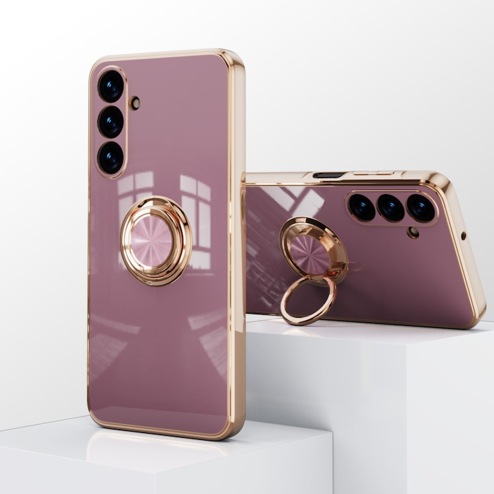 Husa de telefon mobil rezistenta la socuri compatibila cu Samsung Galaxy A56 5G cu inel rotitor, Violet
