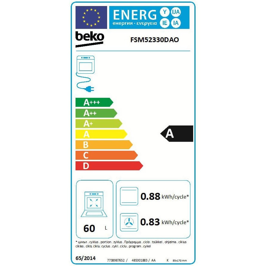 Aragaz Beko FSM52330DAO, 4 arzatoare, Mixt, Aprindere electrica, Grill, Clasa A, 50 cm, Antracit