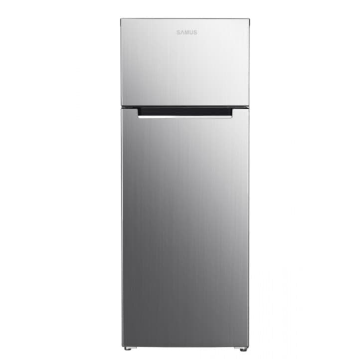 Frigider Samus SX346E, 248 l, Dezghetare automata la frigider, Clasa energetica E, Termostat reglabil, H 165 cm, Inox/laterale argintii