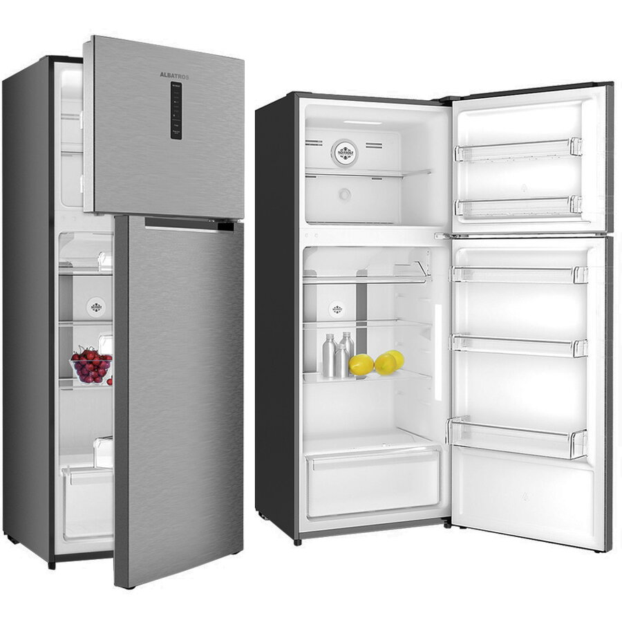 Frigider cu 2 usi Albatros FA58NFXE, 415 L, Full No Frost, Clasa energetica E, Chiller Zone, Functie Power Cool, Afisaj electronic Led, H 178 cm, Inox