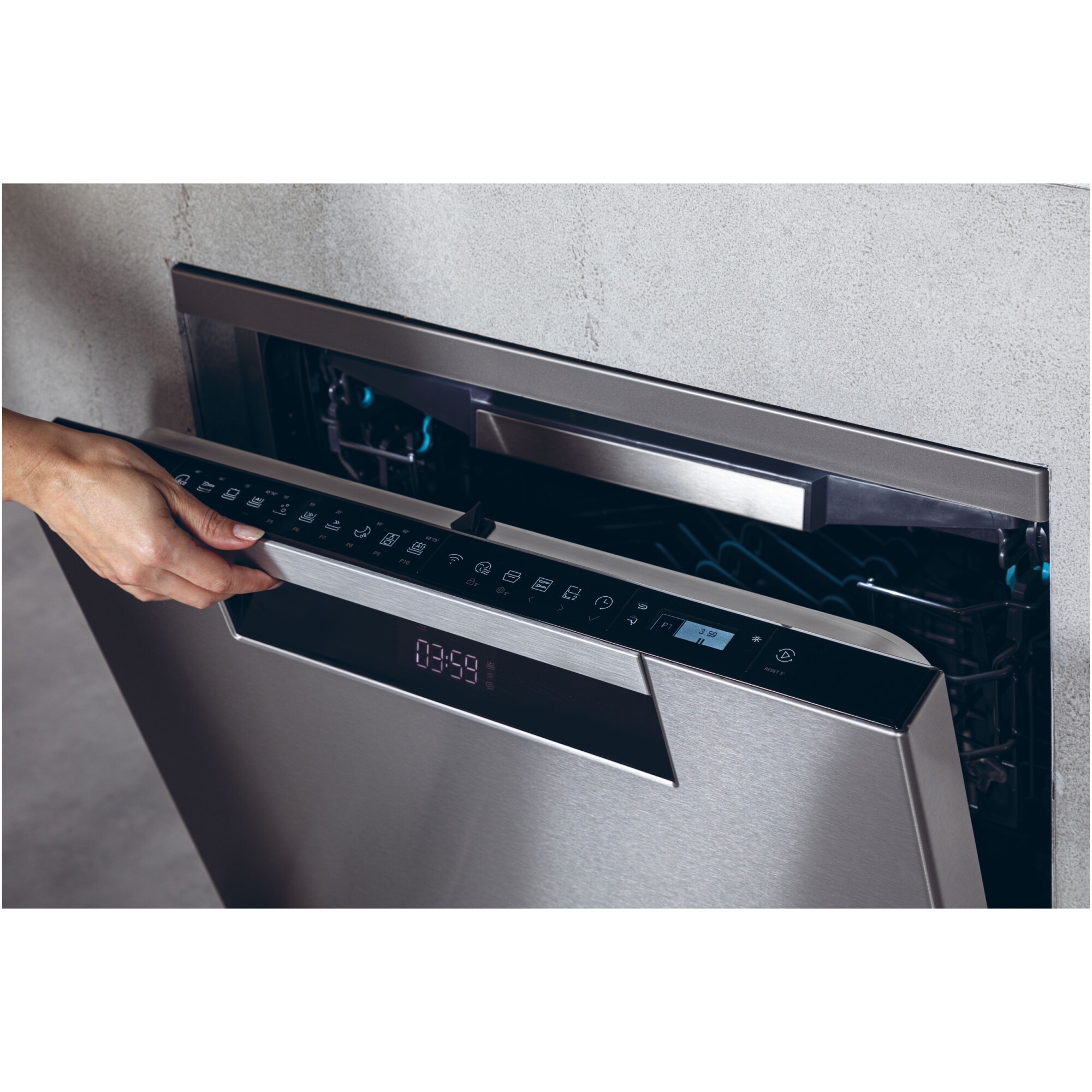 Masina de spalat vase incorporabila Haier XF 4A4M4PDX, 14 seturi, 10 programe, Motor Inverter, WiFi, Ultra Dry, Total water block, 60 cm