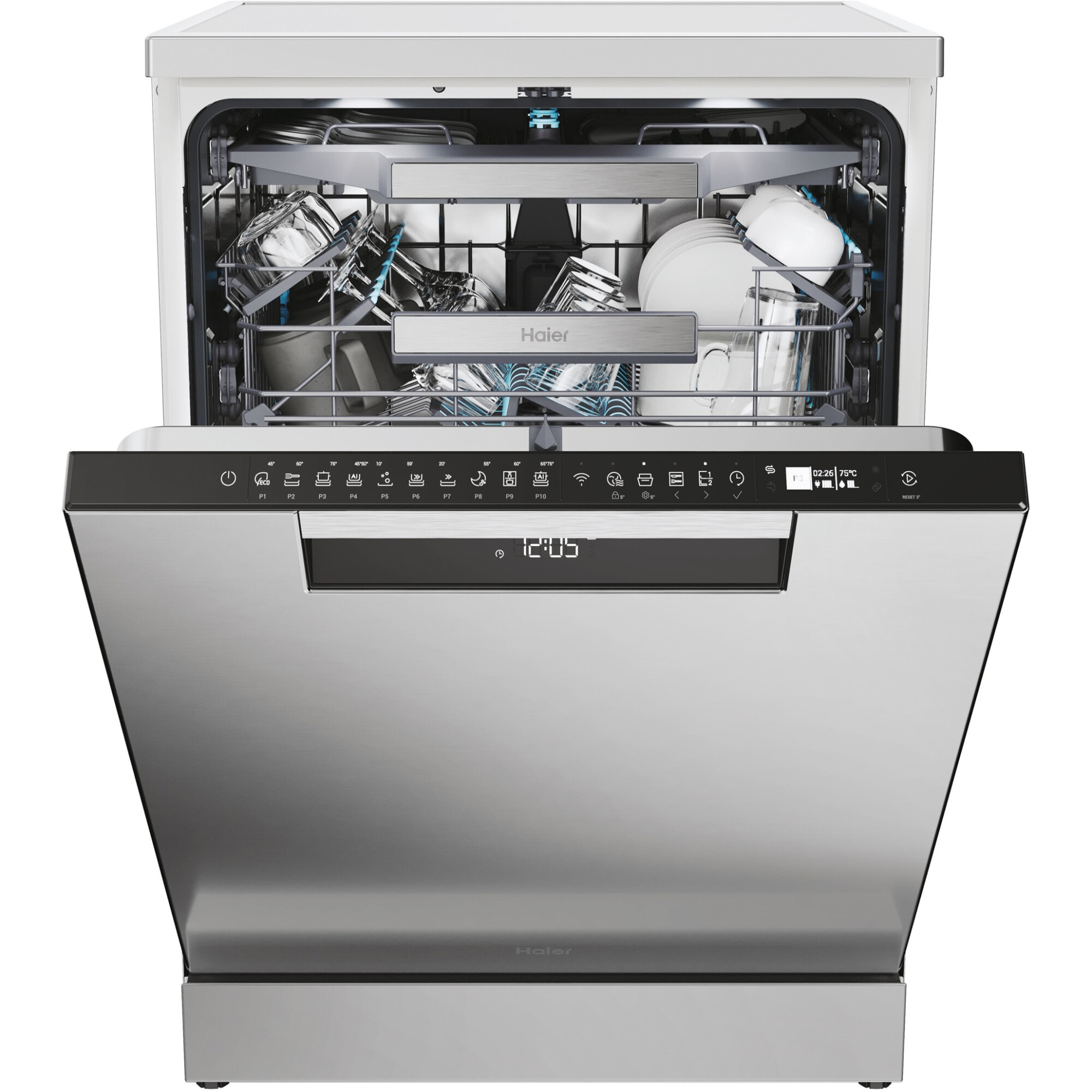 Masina de spalat vase incorporabila Haier XF 4A4M4PDX, 14 seturi, 10 programe, Motor Inverter, WiFi, Ultra Dry, Total water block, 60 cm