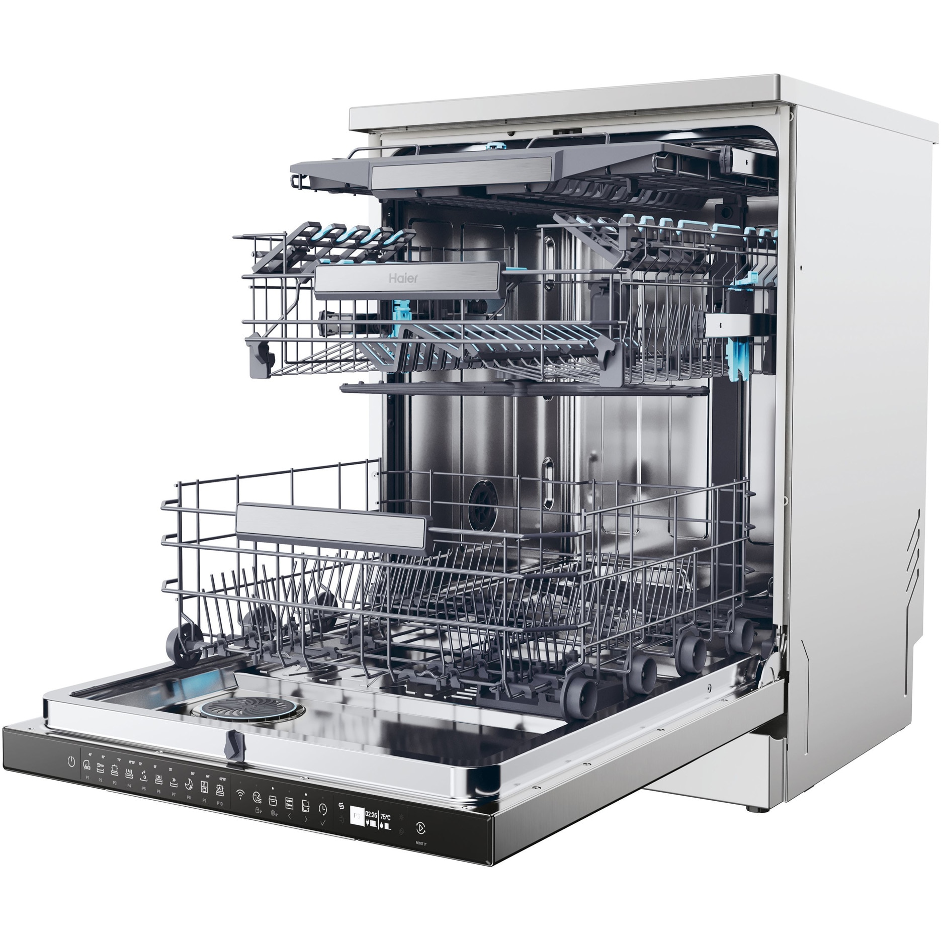 Masina de spalat vase incorporabila Haier XF 4A4M4PDX, 14 seturi, 10 programe, Motor Inverter, WiFi, Ultra Dry, Total water block, 60 cm