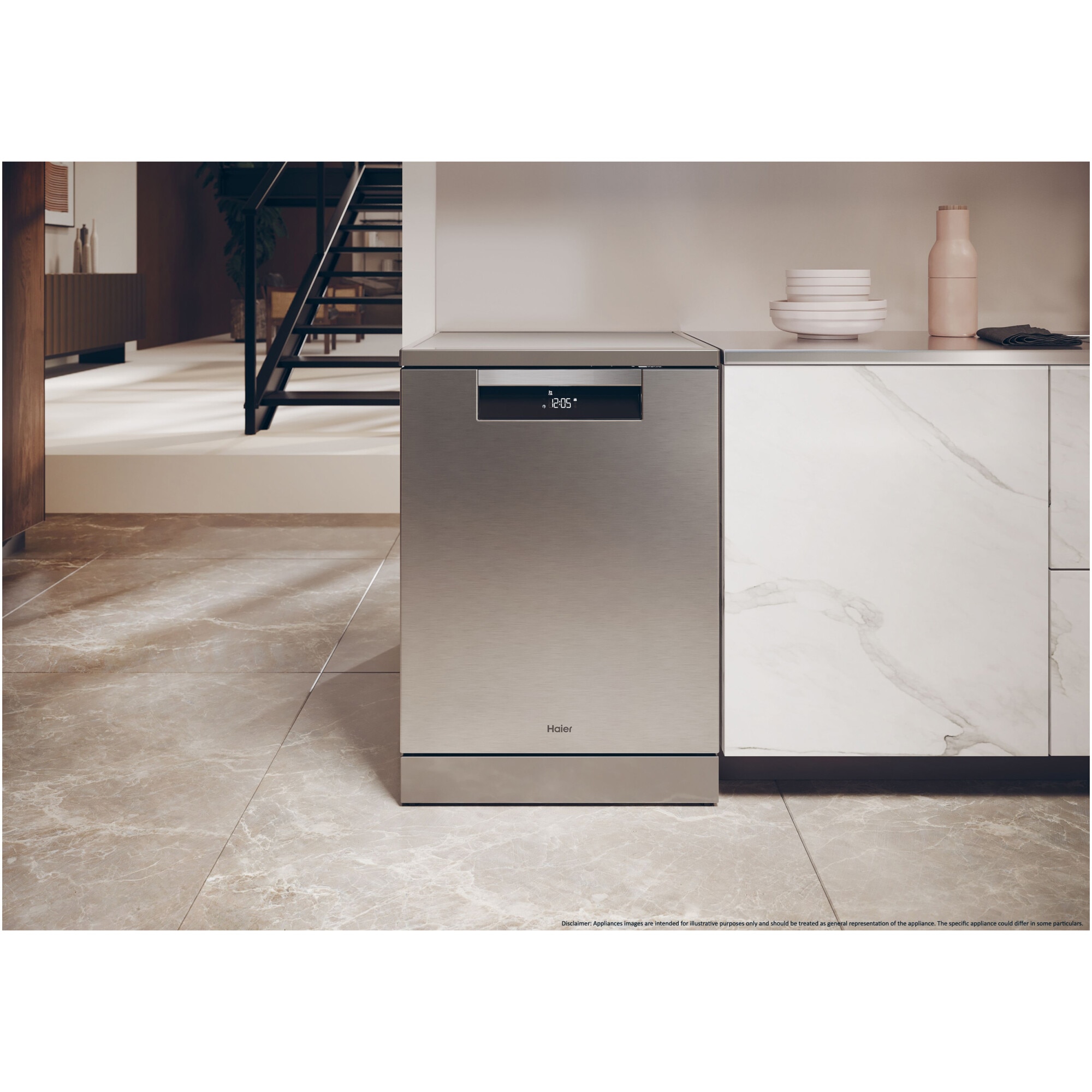 Masina de spalat vase incorporabila Haier XF 4A4M4PDX, 14 seturi, 10 programe, Motor Inverter, WiFi, Ultra Dry, Total water block, 60 cm