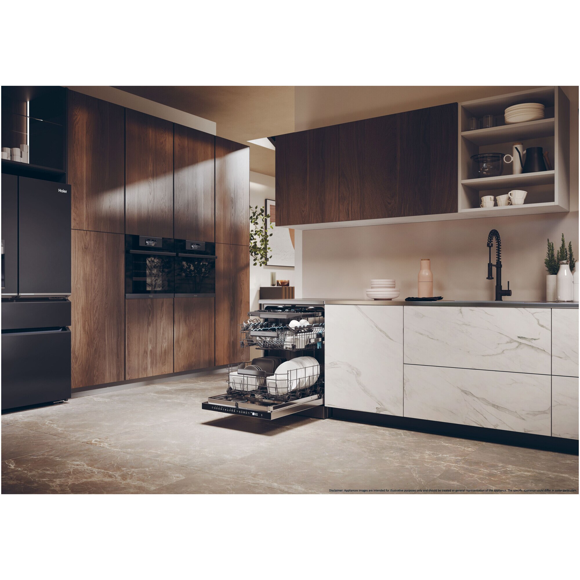 Masina de spalat vase incorporabila Haier XF 4A4M4PDX, 14 seturi, 10 programe, Motor Inverter, WiFi, Ultra Dry, Total water block, 60 cm