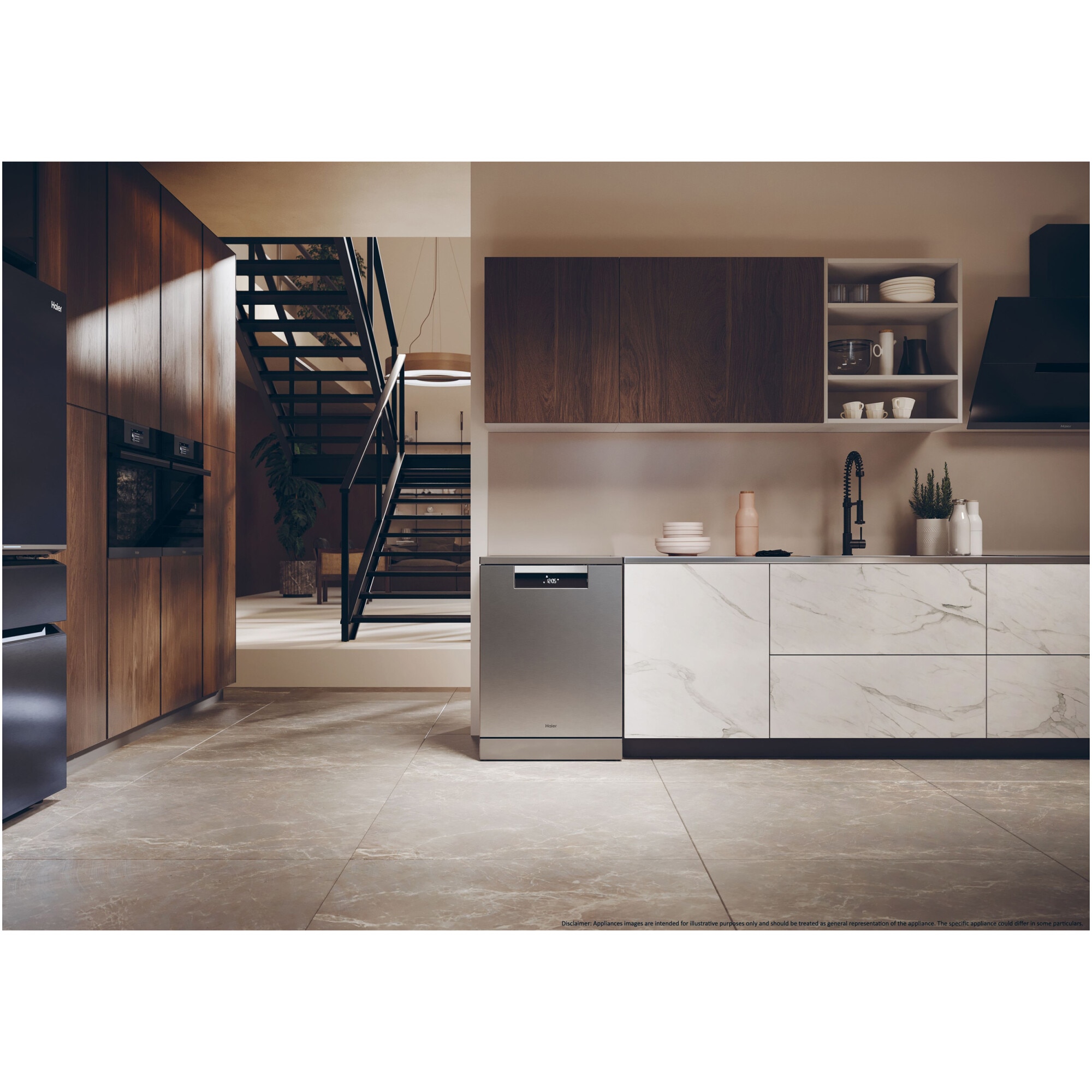 Masina de spalat vase incorporabila Haier XF 4A4M4PDX, 14 seturi, 10 programe, Motor Inverter, WiFi, Ultra Dry, Total water block, 60 cm