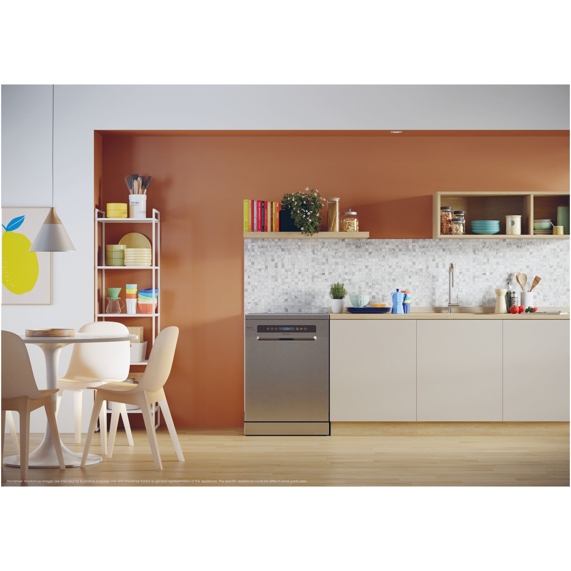 Masina de spalat vase Candy Rapido CF 4C6F0X, 14 seturi, 8 programe, Clasa C, Wi-Fi, Wash & Dry 35', Motor Speed-Drive Inverter, Automatic Open Door, 60 cm, Inox
