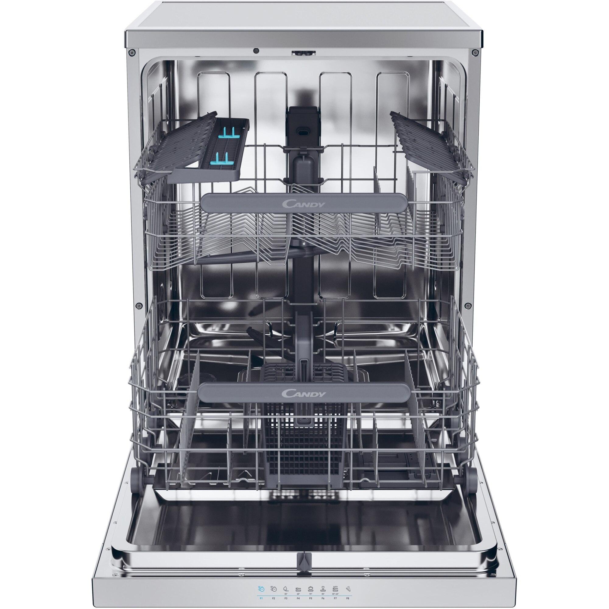 Masina de spalat vase Candy Rapido CF 4C6F0X, 14 seturi, 8 programe, Clasa C, Wi-Fi, Wash & Dry 35', Motor Speed-Drive Inverter, Automatic Open Door, 60 cm, Inox