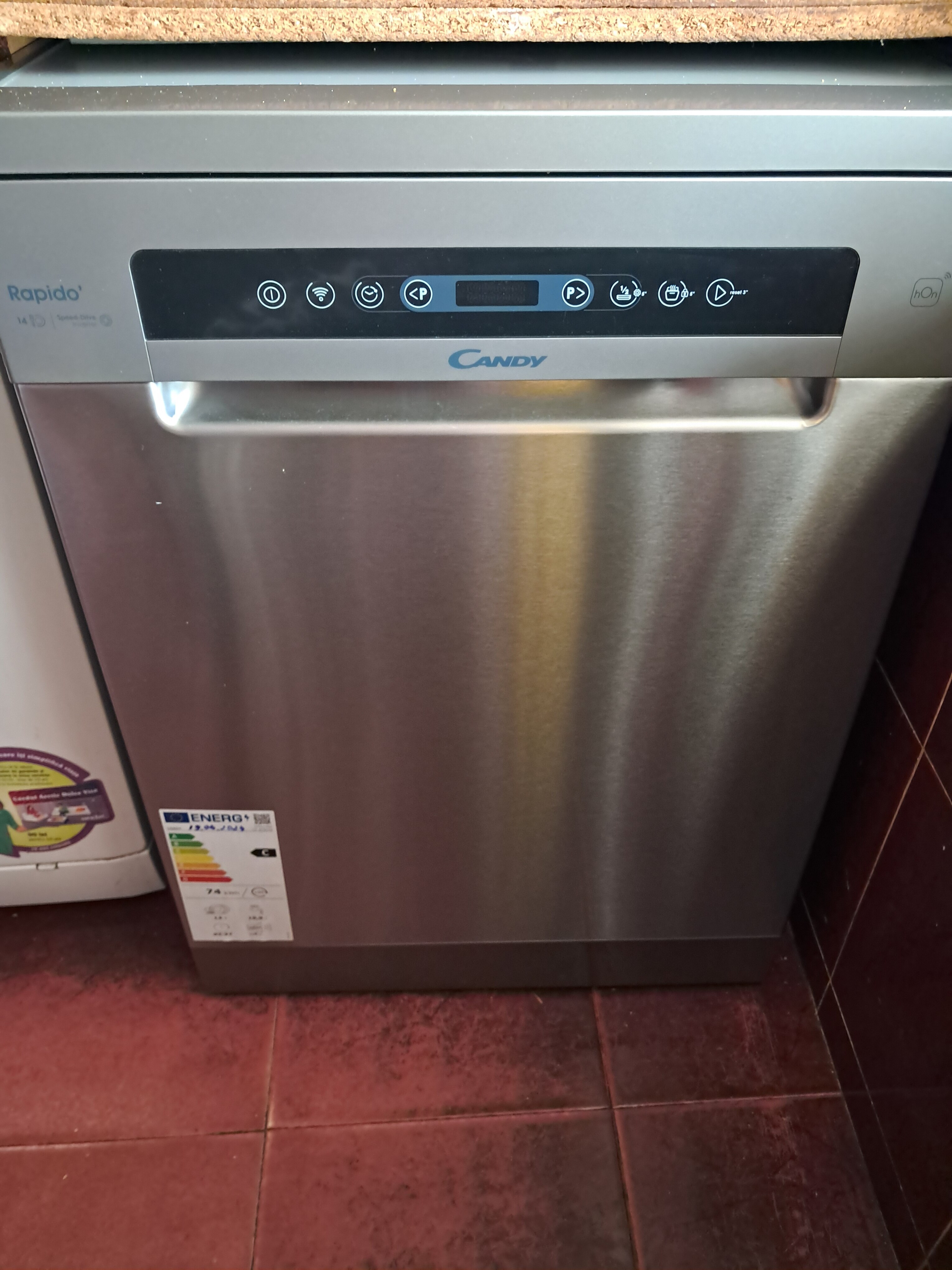 Masina de spalat vase Candy Rapido CF 4C6F0X, 14 seturi, 8 programe, Clasa C, Wi-Fi, Wash & Dry 35', Motor Speed-Drive Inverter, Automatic Open Door, 60 cm, Inox